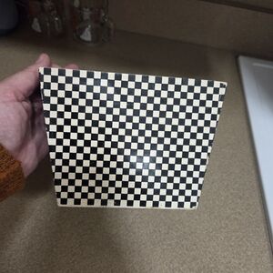 Checkered Black and White Square Vase